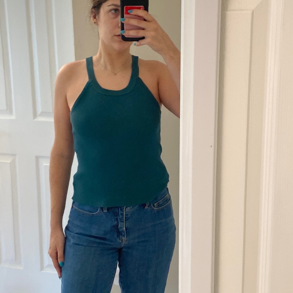 Teal blue top
